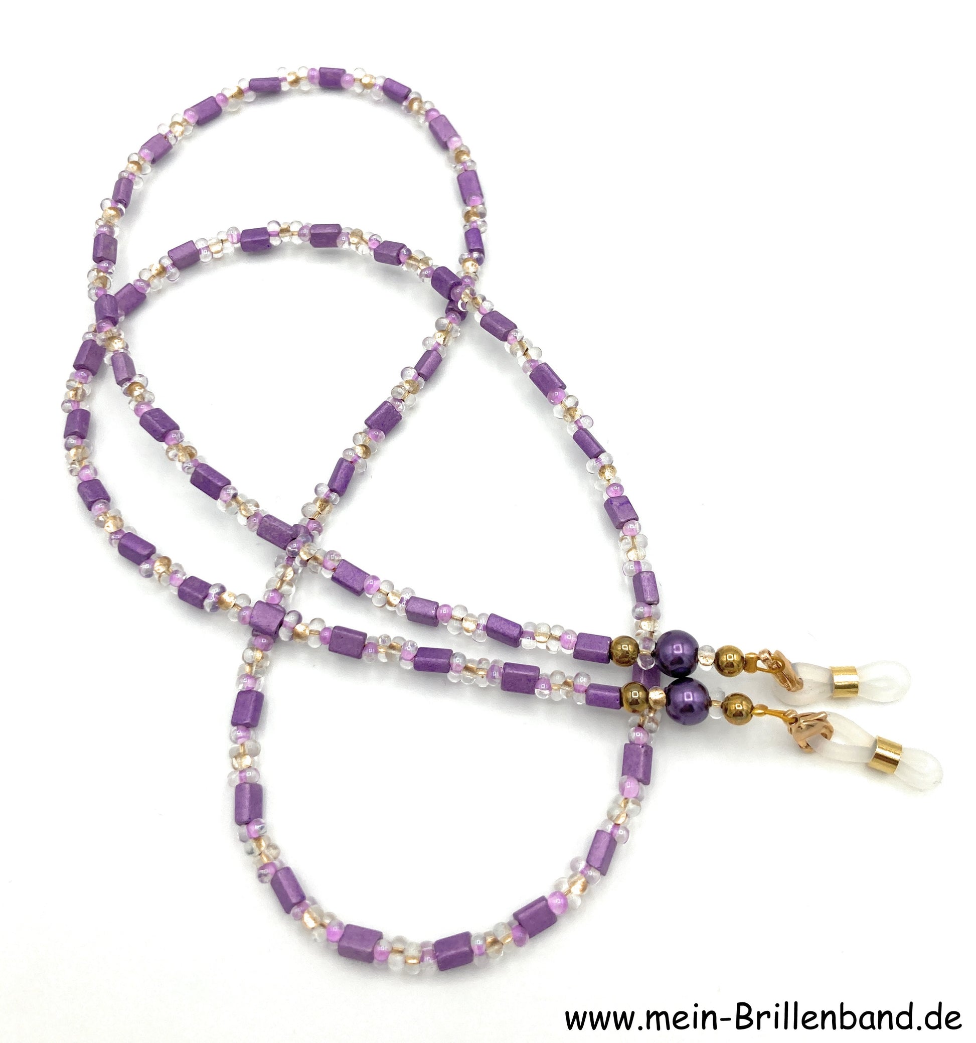 %Brillenkette - Brillenband "lila - kristall gold"