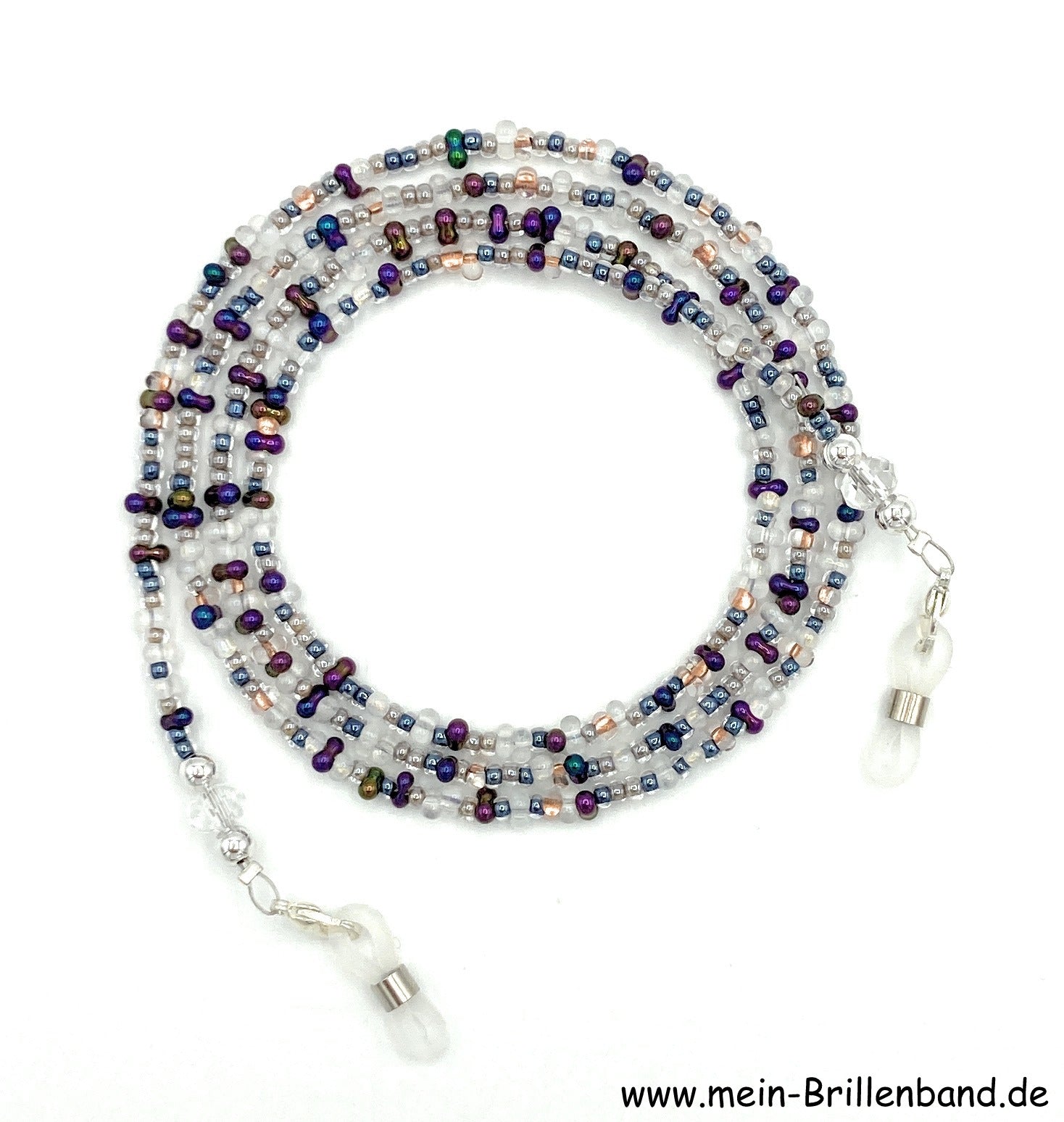 Brillenkette aus Schmetterlingsperlen & Glasschliffperlen – Kristall-Bunt