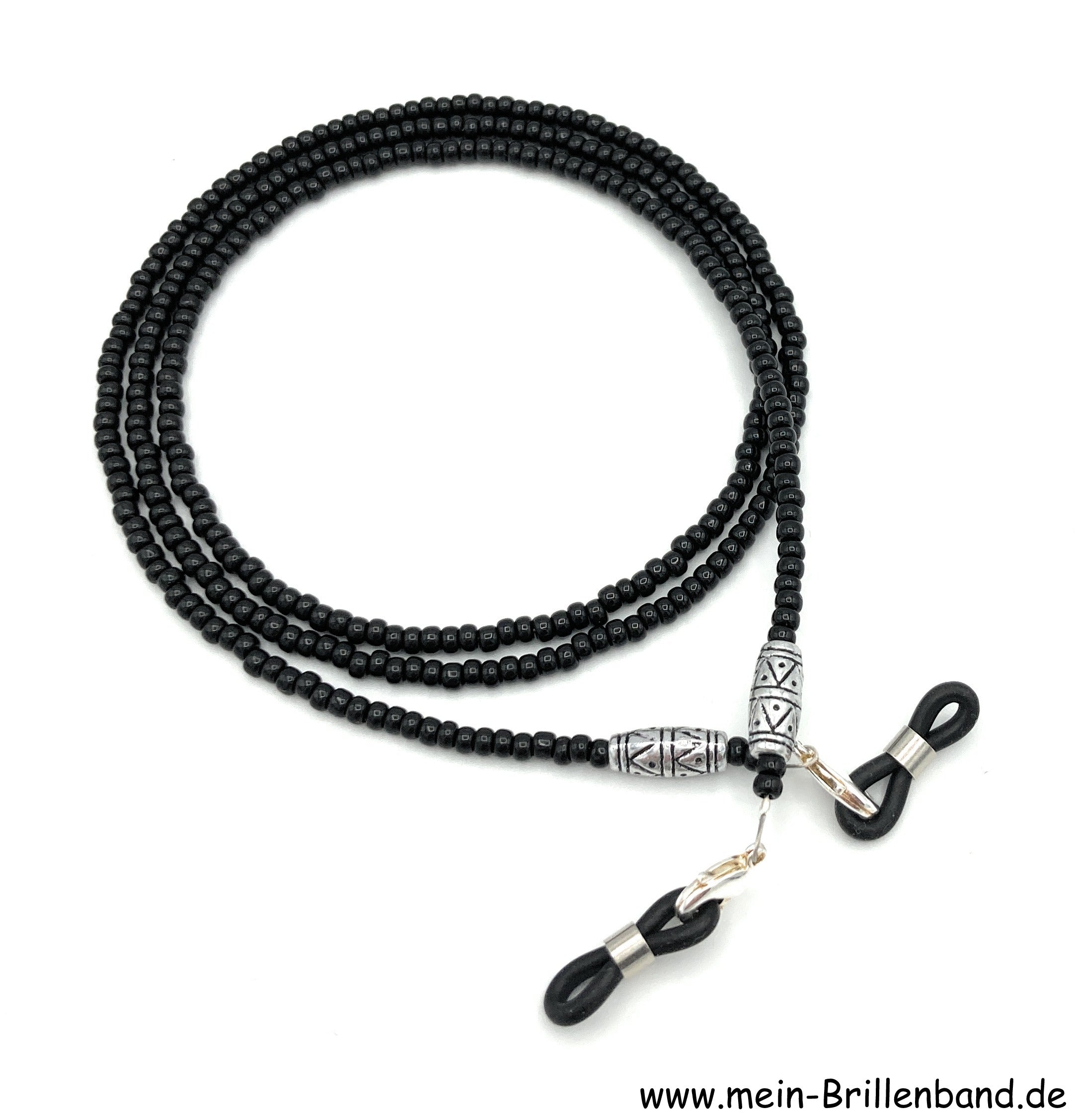 Brillenkette aus Rocailles & Metallperlen – Schwarz