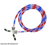 %Brillenkette - Brillenband "blau - rot"