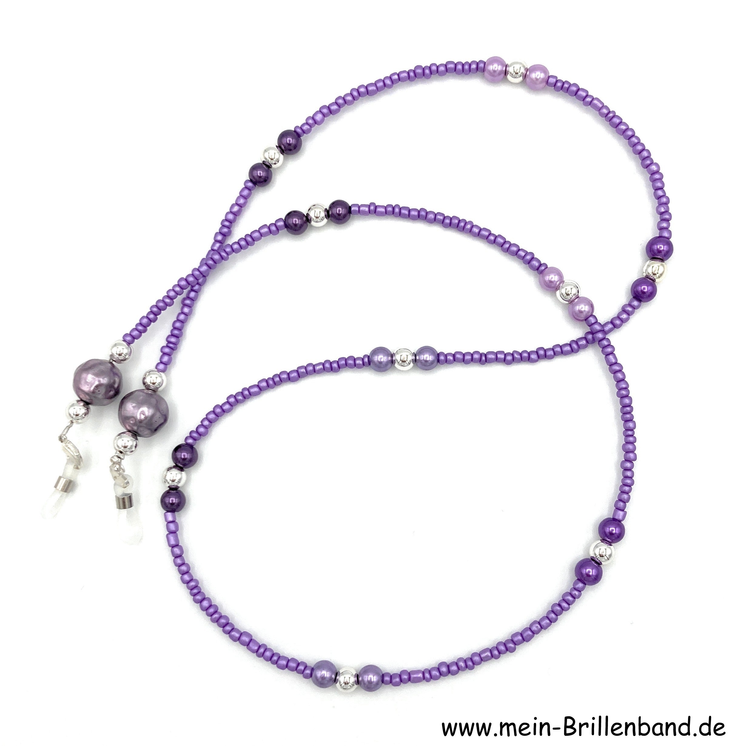 Brillenkette aus Glaswachsperlen & Rocailles – Lila