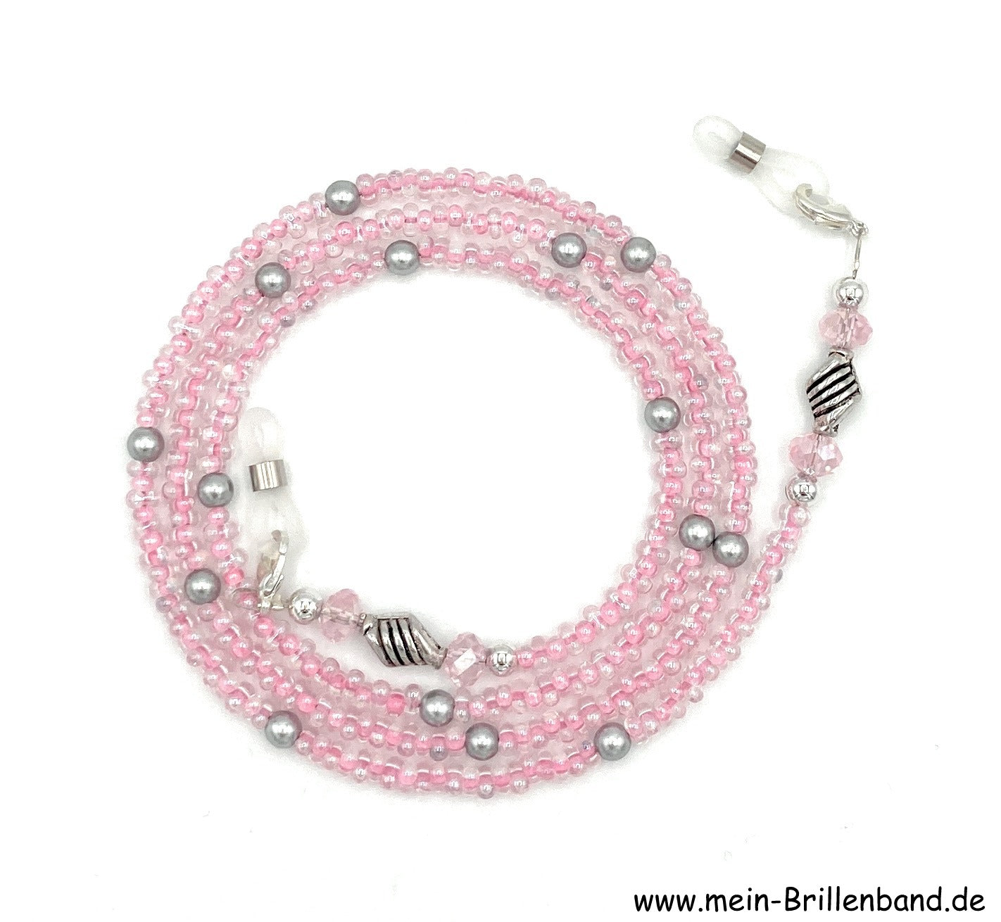 %Brillenkette - Brillenband "kristall rose - silber"