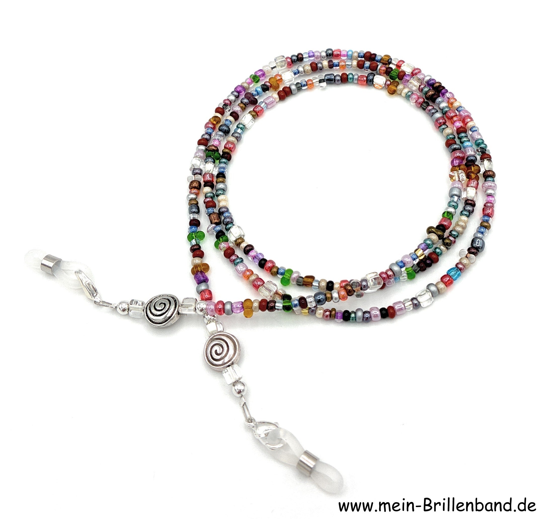 Brillenkette aus Metallperlen & Glasperlen – Mehrfarbig