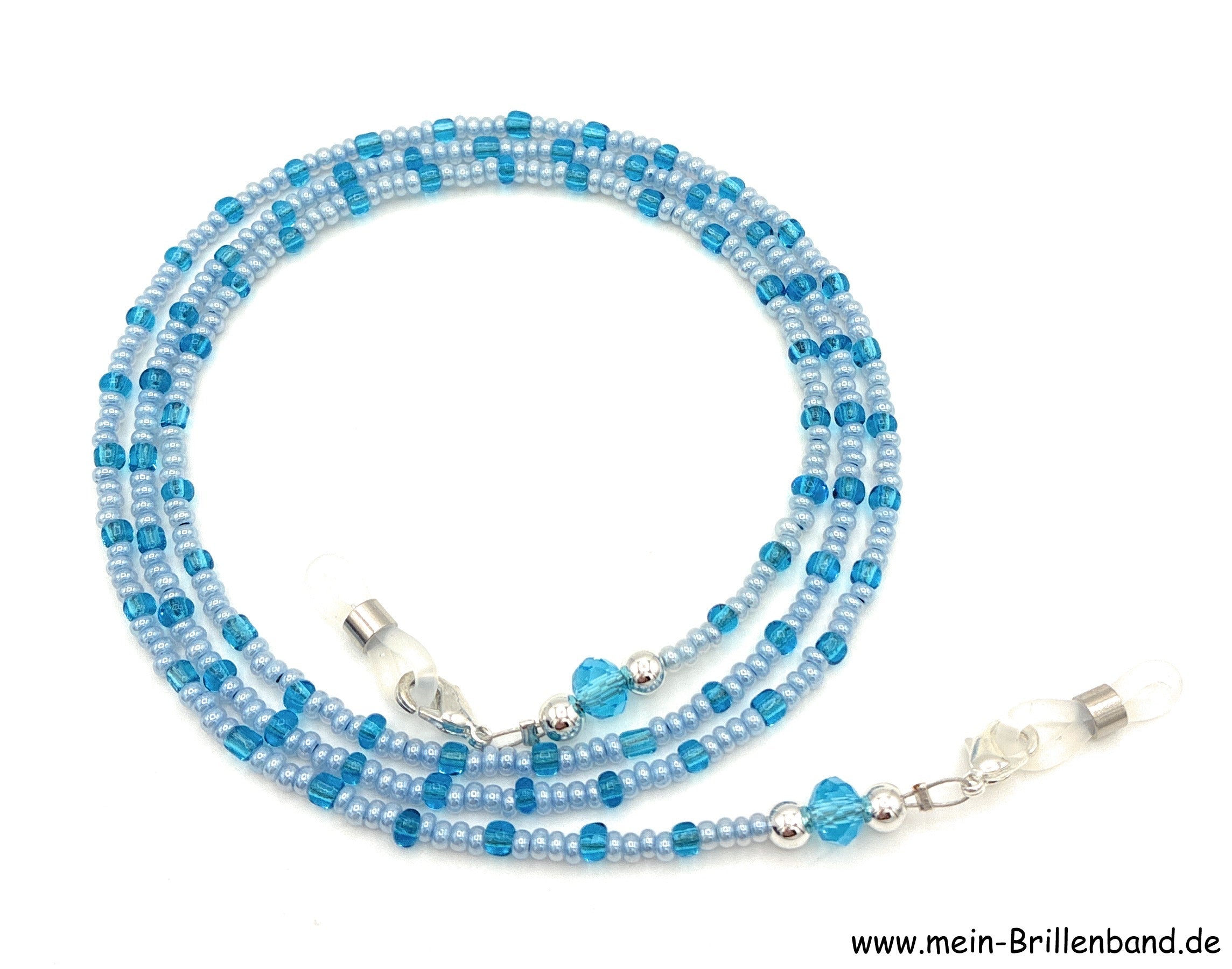 Brillenkette aus Glasschliffperlen & Rocailles – Blau