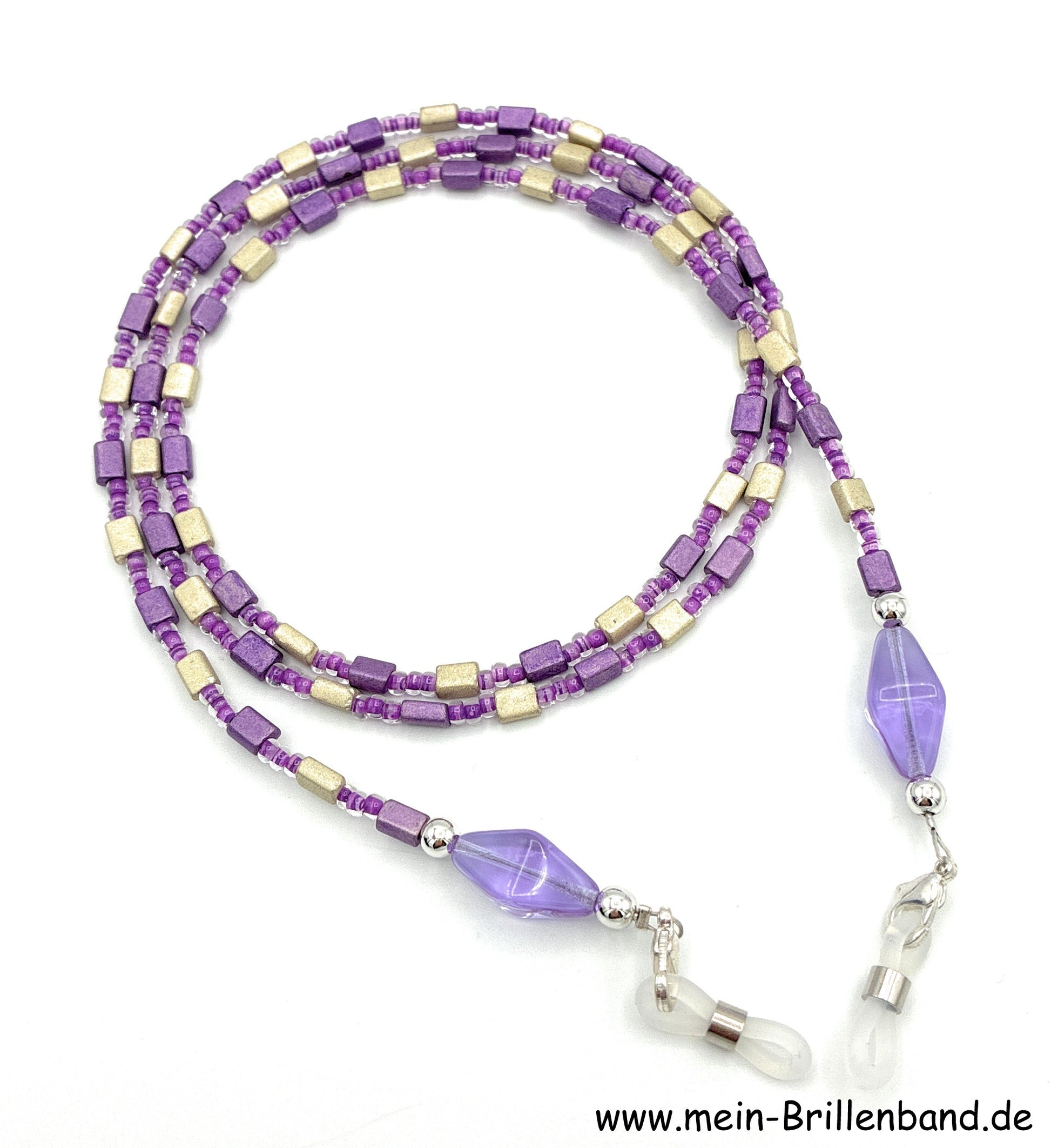 %Brillenkette - Brillenband "beige - lila"