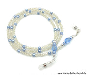 %Brillenkette - Brillenband "farblos matt - hellblau"