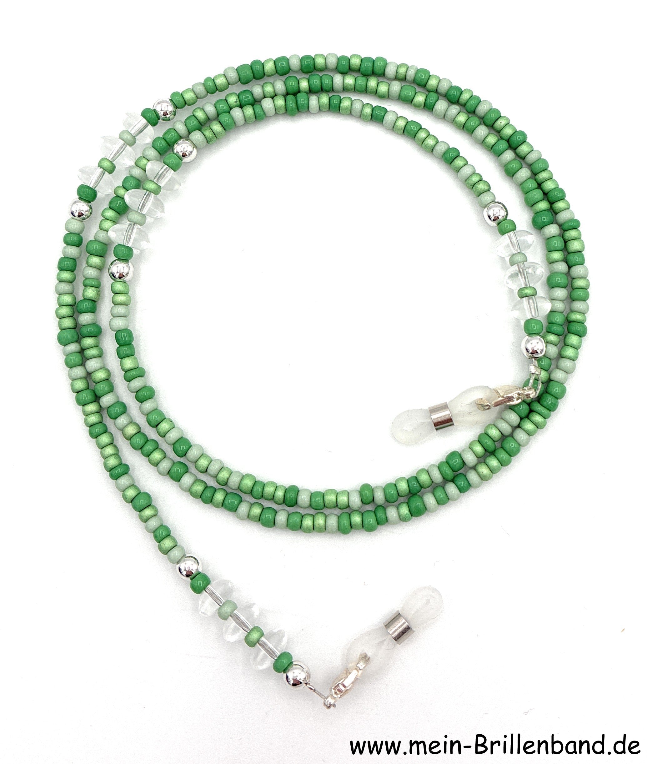 Brillenkette aus Rocailles & Glasperlen – Grün