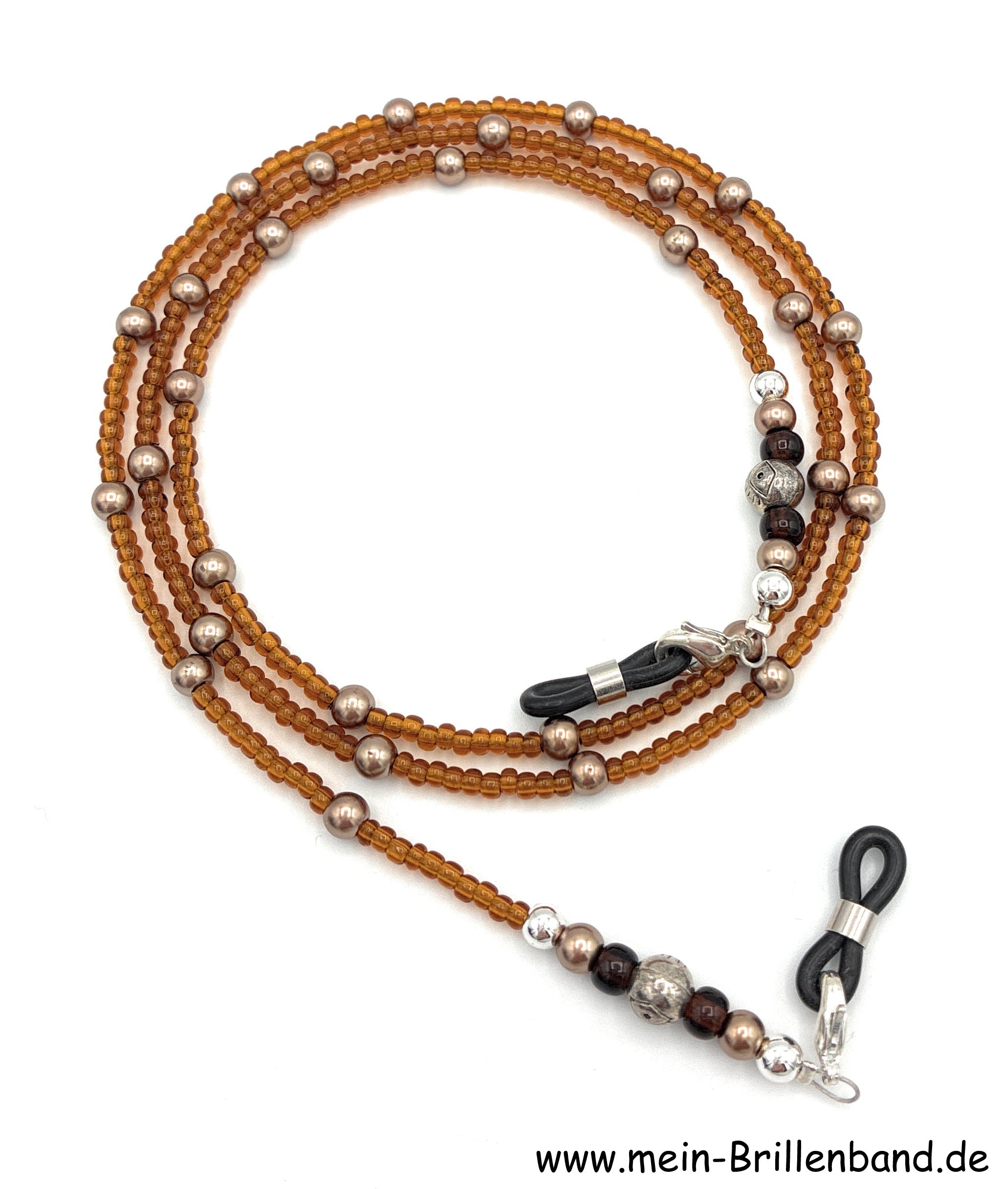 Brillenkette aus Glaswachsperlen & Rocailles – Braun