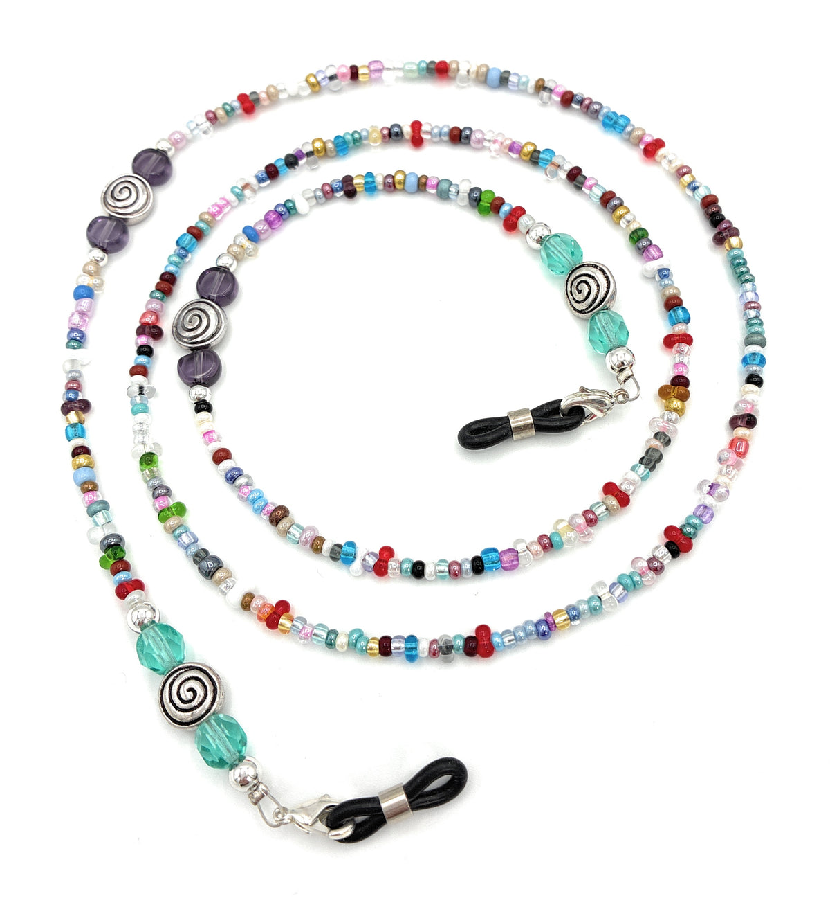 Brillenkette aus Rocailles & Metallperlen – Mehrfarbig