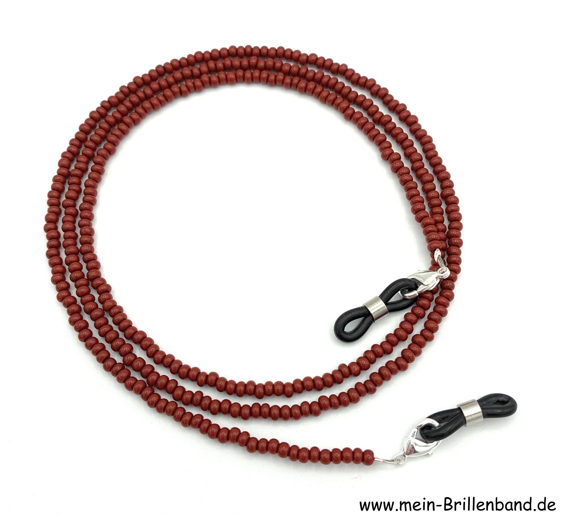 Brillenkette aus Rocailles & Glasperlen – Schokobraun