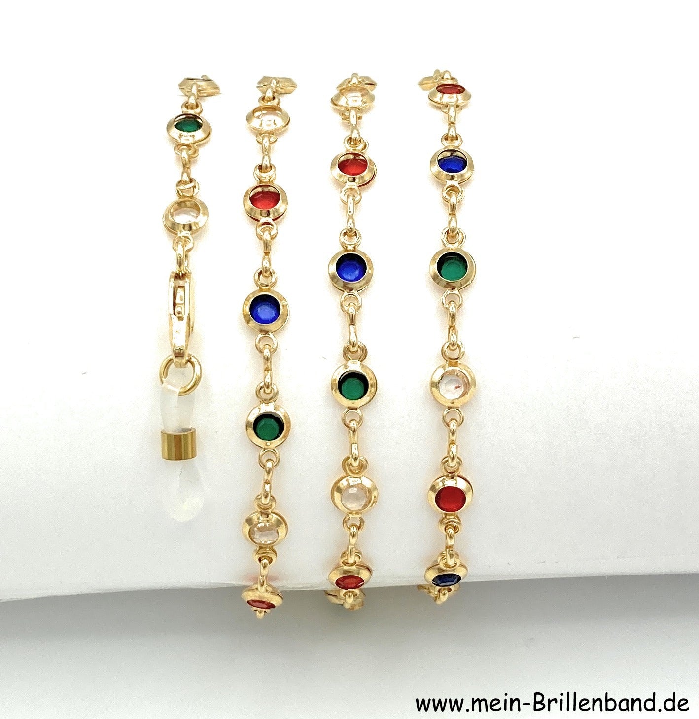 Brillenkette - feine Strassstein-Kette vergoldet