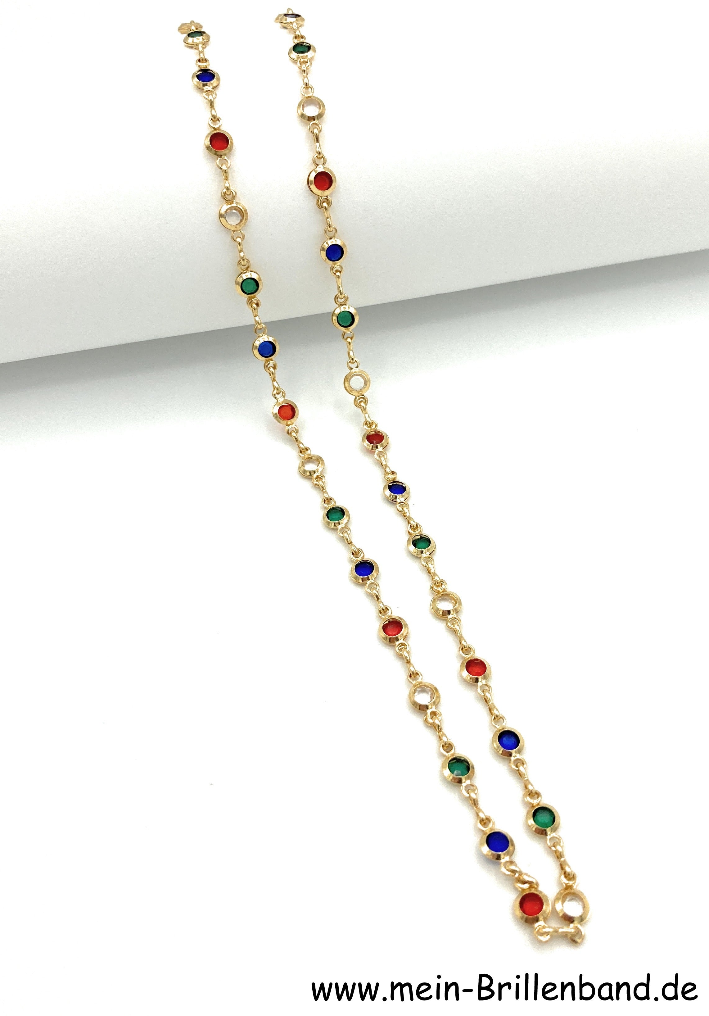 Feine vergoldete Strass-Brillenkette