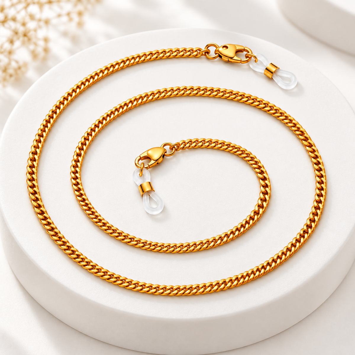 Vergoldete Panzer-Brillenkette – Goldfarben