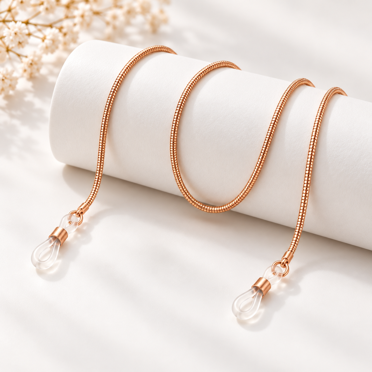 Vergoldete-Brillenkette – Rosévergoldet