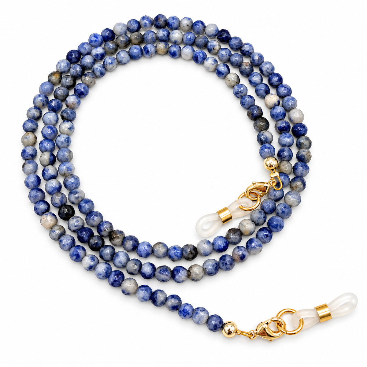 Brillenkette aus facettiertem Sodalith – Blau