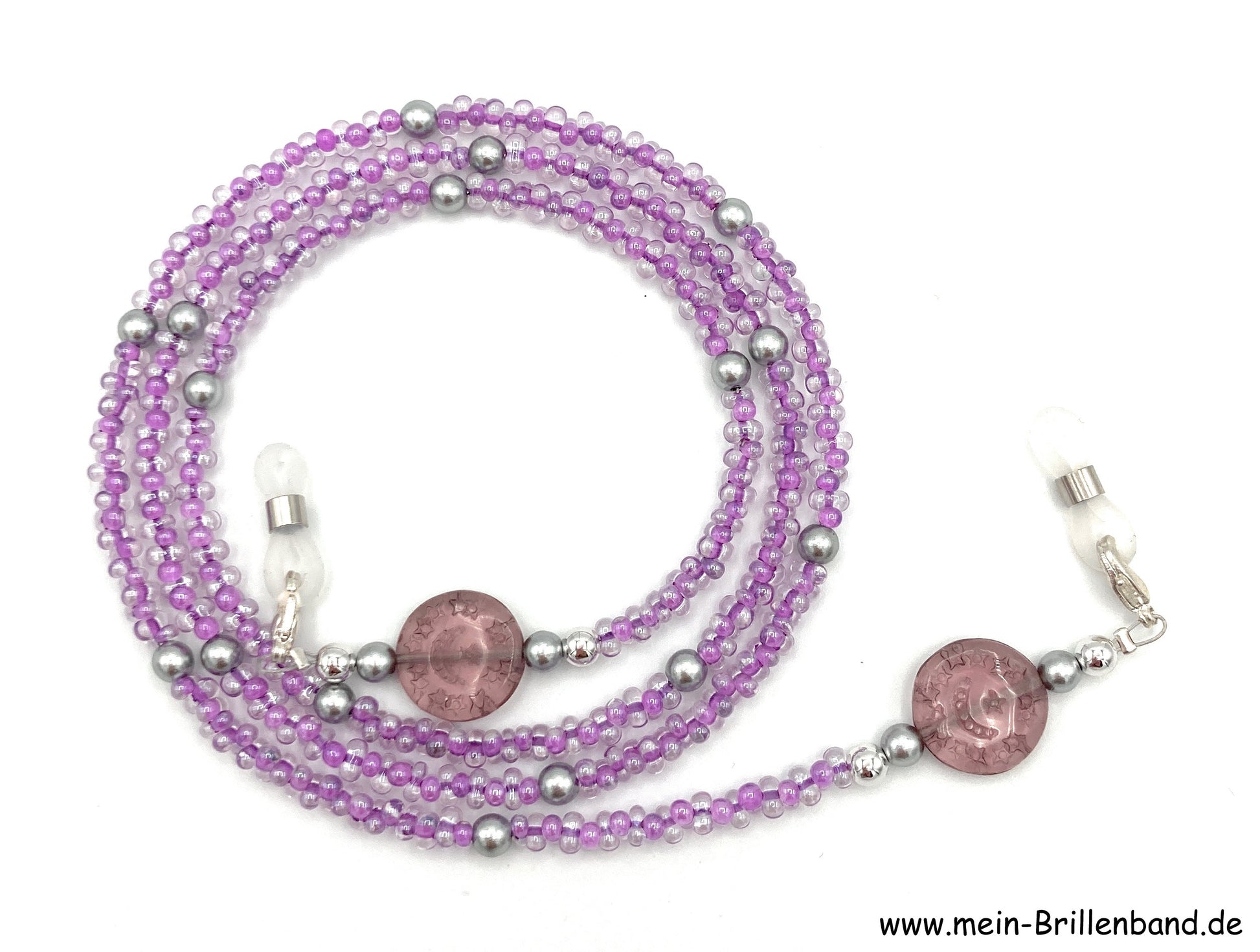 %Brillenkette - Brillenband "kristall flieder - grau"