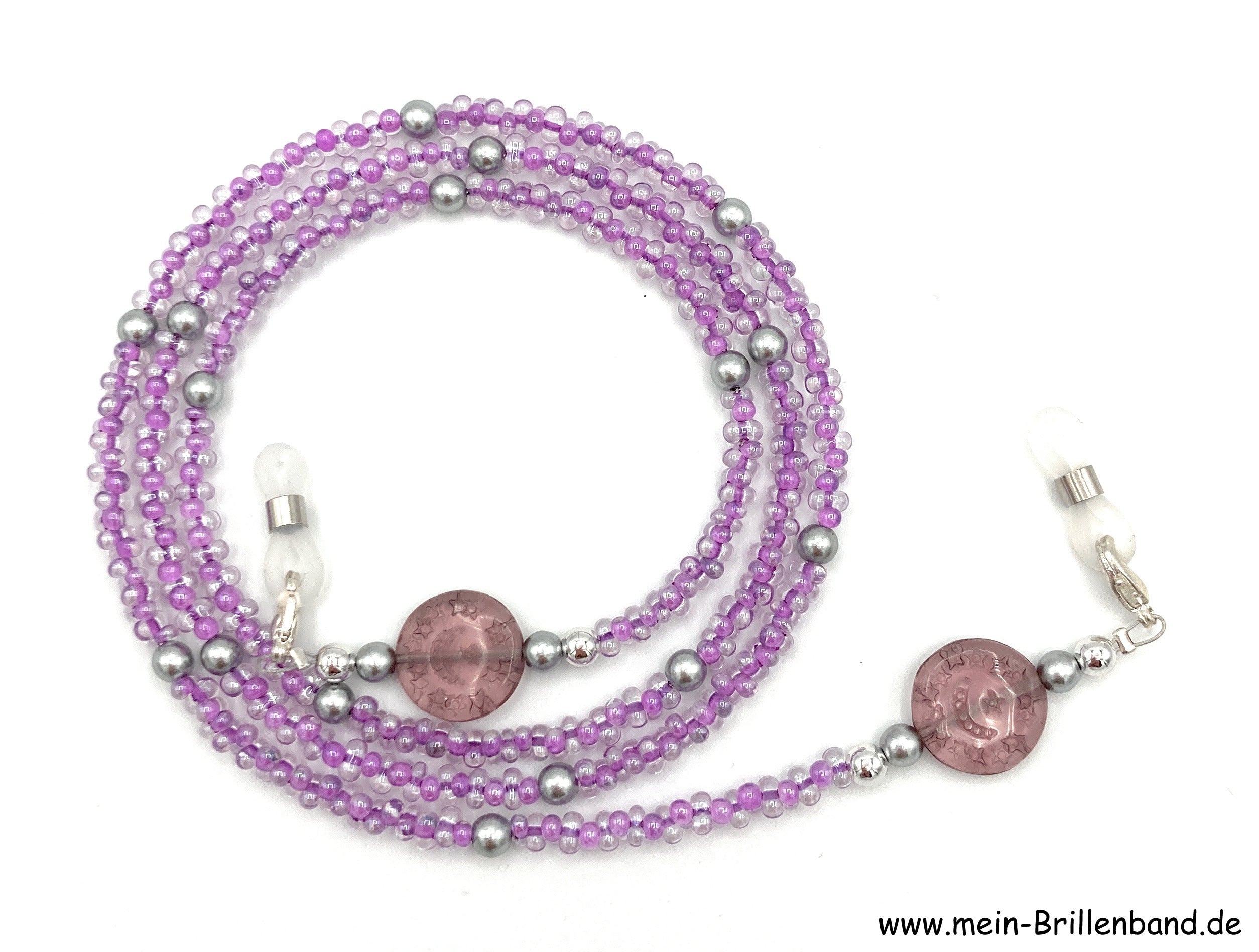 %Brillenkette - Brillenband "kristall flieder - grau"