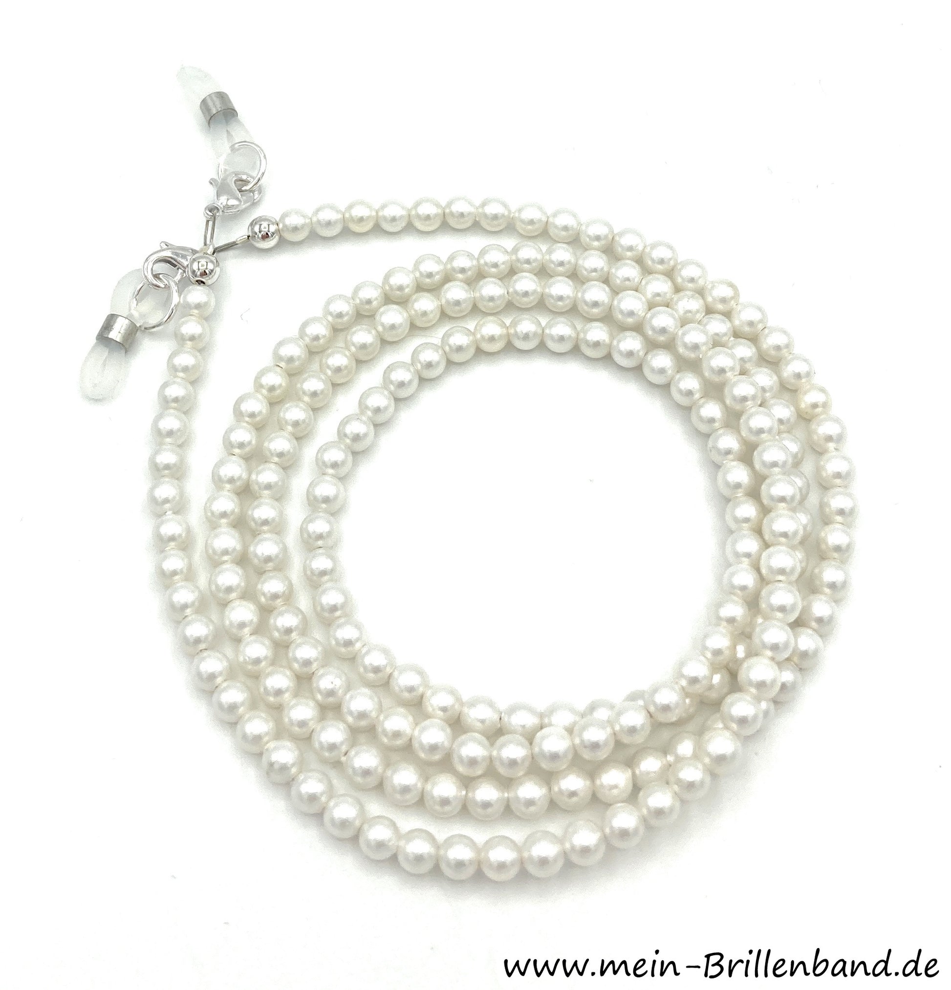 Brillenkette - Brillenband aus Muschelkernperlen "Perlmuttweiß"