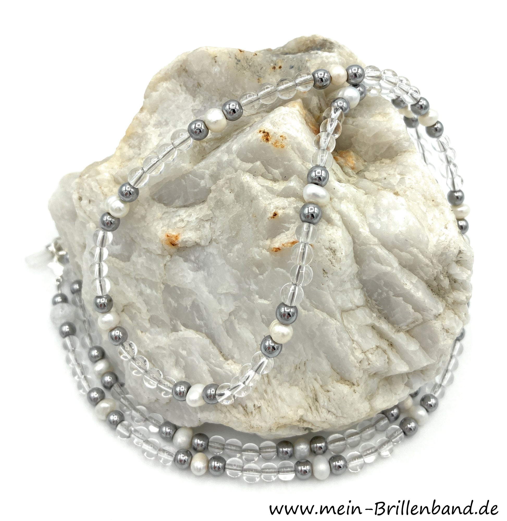 Brillenkette - Brillenband aus Edelsteinen "Kristall-Weiß"