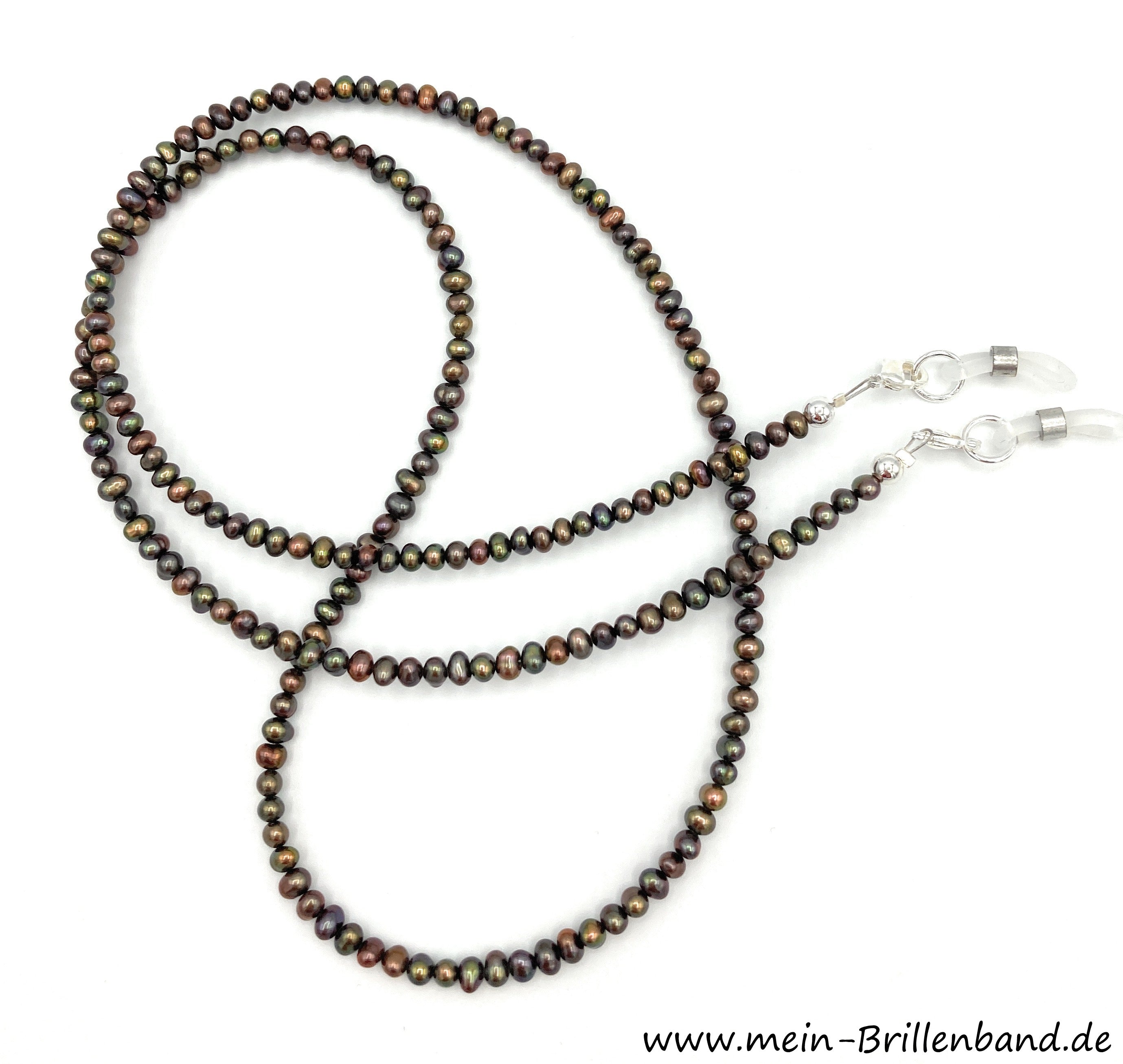 Brillenkette - Brillenband aus Süßwasserzuchtperlen "braun"