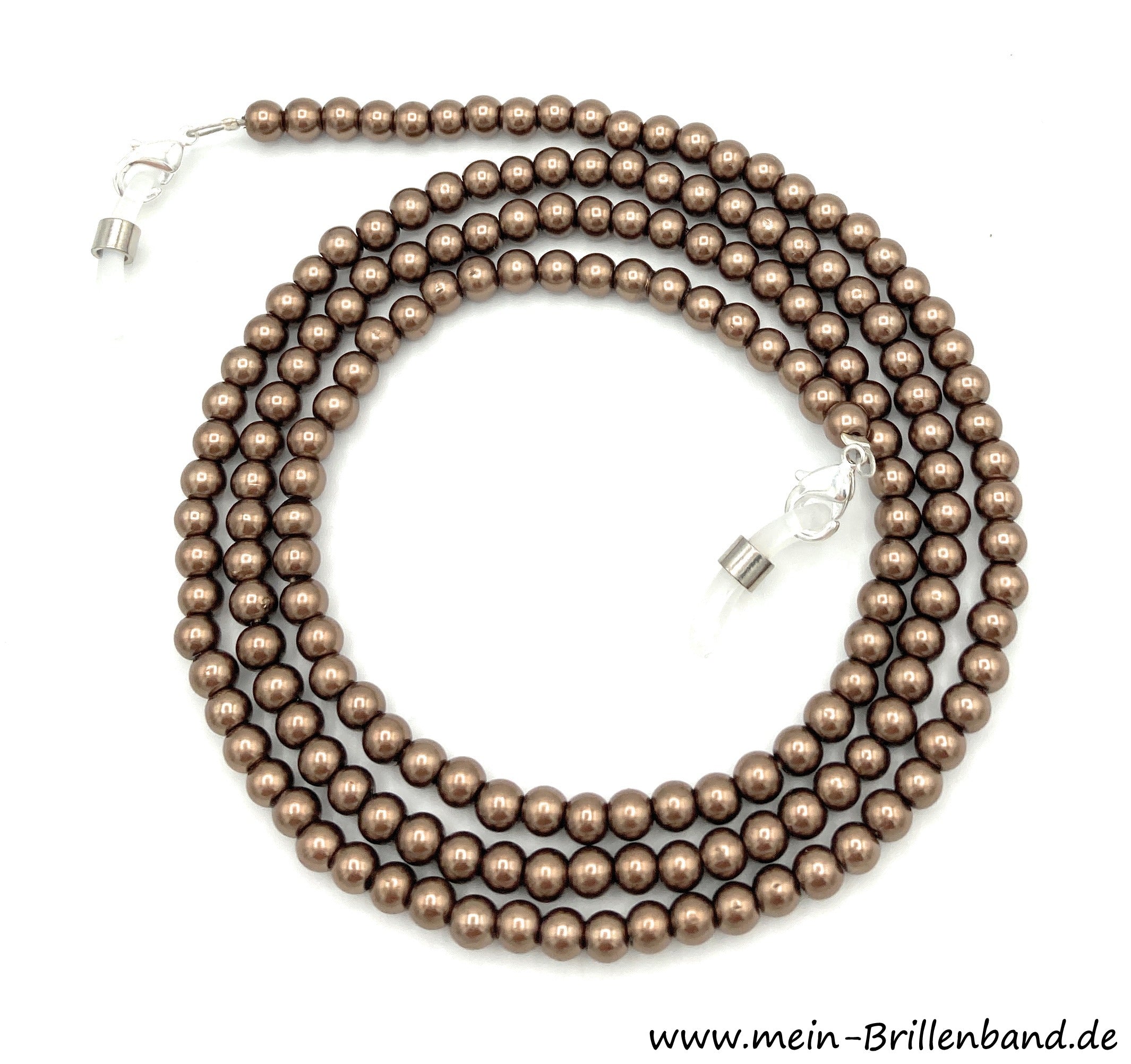 Brillenkette aus Glaswachsperlen – Goldbraun