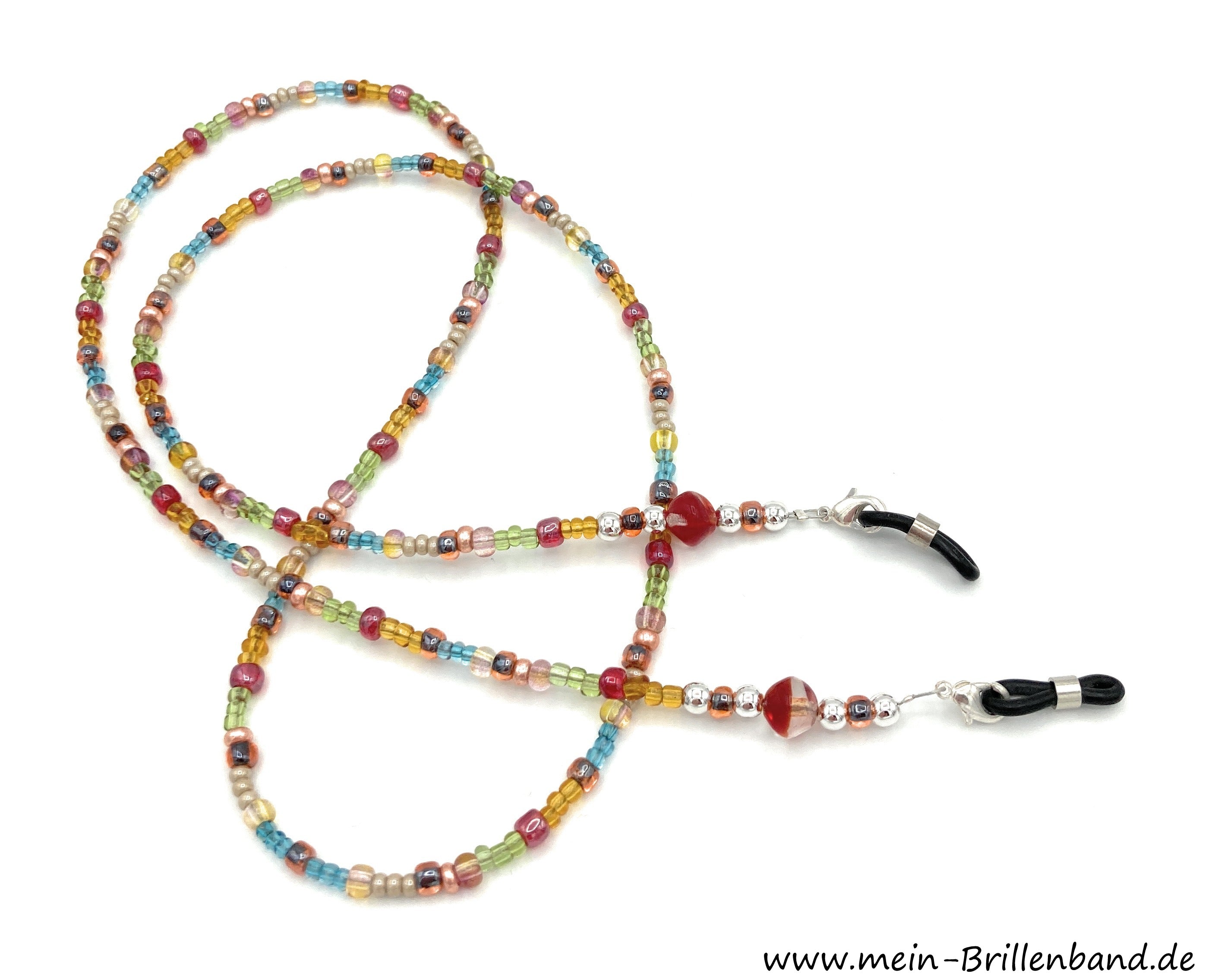Brillenkette aus Rocailles & Glasperlen – Bunt