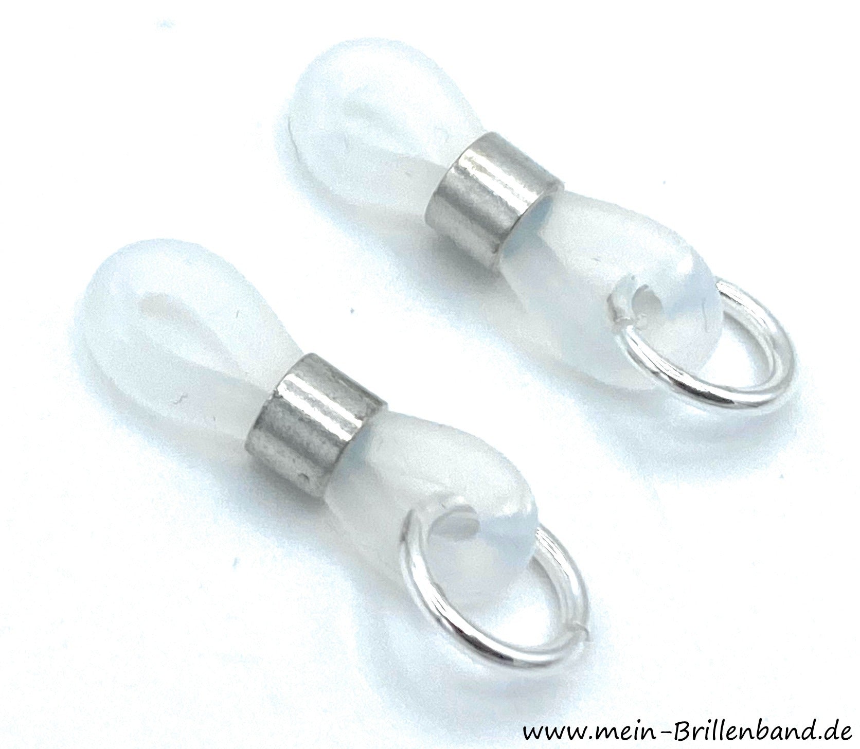 Premium - Brillenschlaufen transparent - silber mit Öse