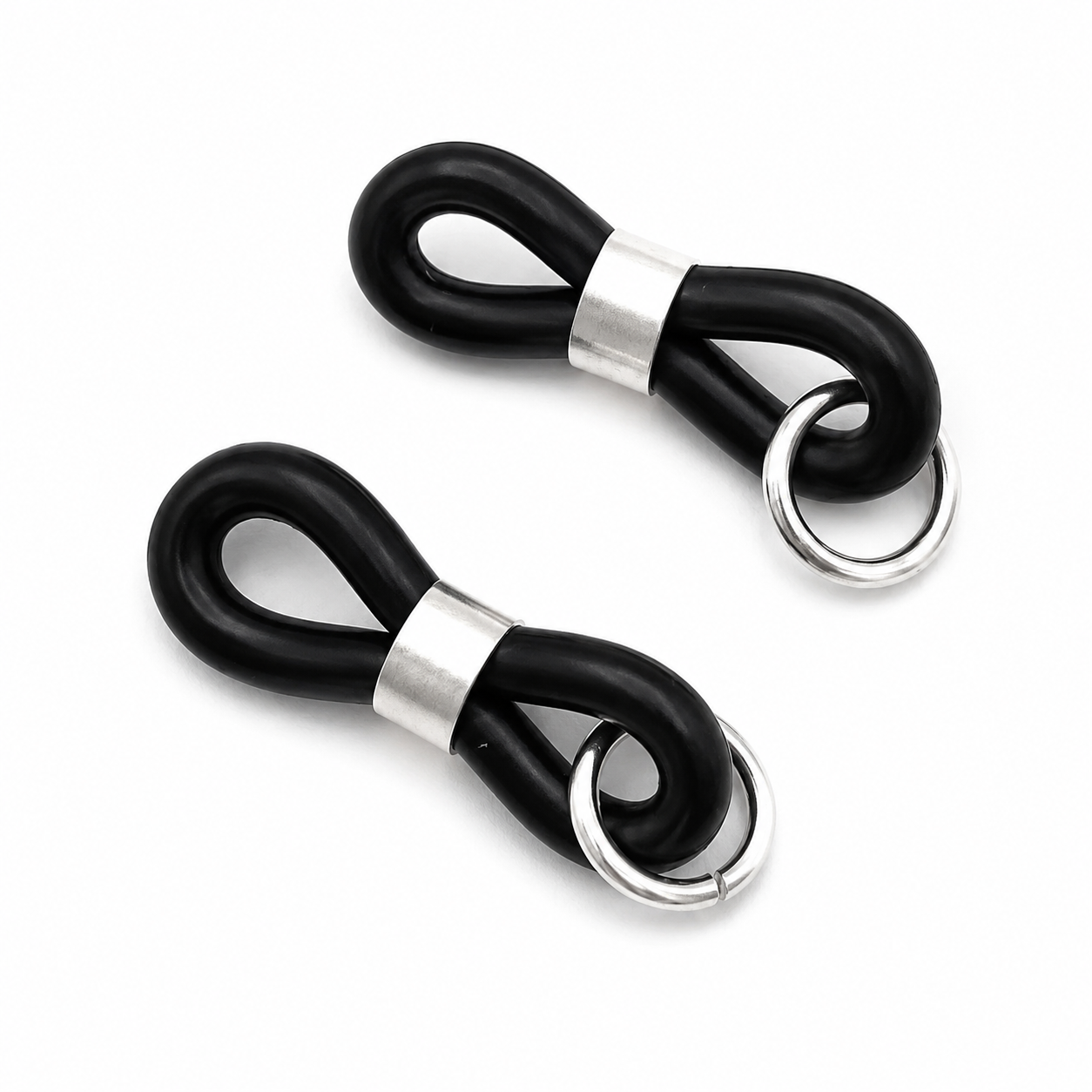 Embouts Premium pour lunettes XL – Noirs et argentés avec œillets