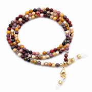 Brillenkette aus facettiertem Mookait – Braun