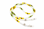 Brillenkette aus Schmetterlingsperlen & Rocailles – Weiß-Bunt