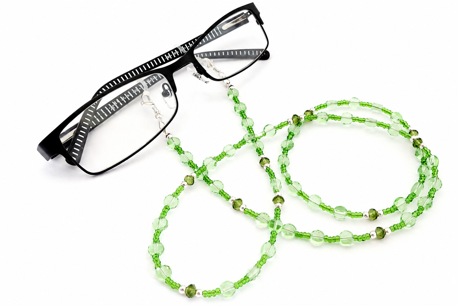 Brillenkette aus Rocailles – Grün