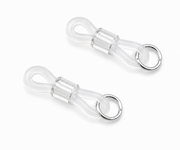 Premium glasses chain loops – transparent with silver-tone eyelets