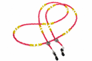 Brillenkette aus Rocailles & Metallperlen – Rot-Gelb