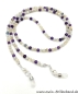 Preview: %Brillenkette - Brillenband aus Edelsteinen Achat und Amethyst "beige - lila"