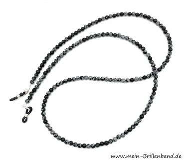 Brillenkette - Brillenband aus Edelsteinen "Schneeflocken Obsidian "