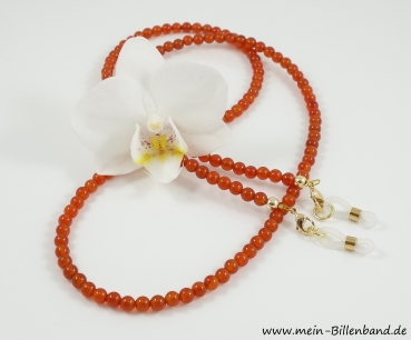 Brillenkette - Brillenband aus Edelsteinen Karneol "Orange-Rot"