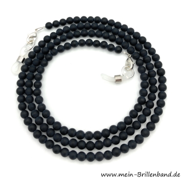 Brillenkette - Brillenband aus Edelsteinen Achat "Schwarz-Matt"