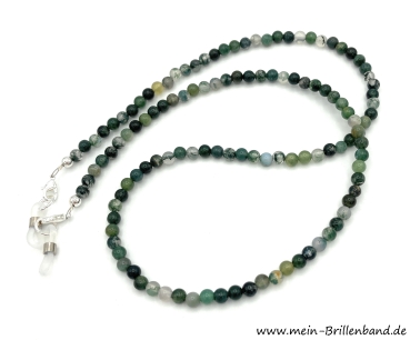 Brillenkette - Brillenband aus Edelsteinen Natur Moos Achat "grün"