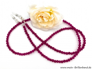 Brillenkette - Brillenband aus Edelsteinen Jade "pink"