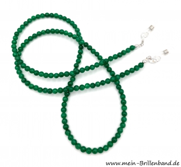 Brillenkette - Brillenband aus Edelsteinen Jade "dunkelgrün"