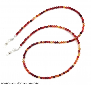 Brillenkette - Brillenband aus facettierten Edelsteinen Achat "rot"