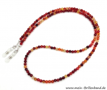 Brillenkette - Brillenband aus facettierten Edelsteinen Achat "rot"