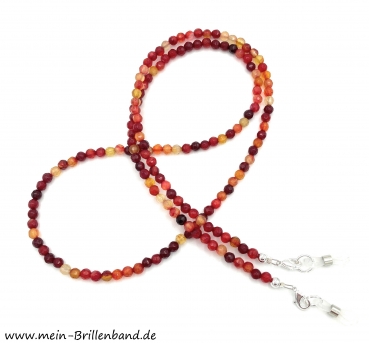 Brillenkette - Brillenband aus facettierten Edelsteinen Achat "rot"
