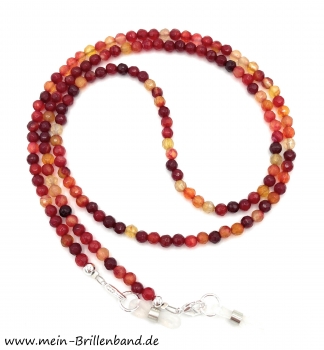 Brillenkette - Brillenband aus facettierten Edelsteinen Achat "rot"