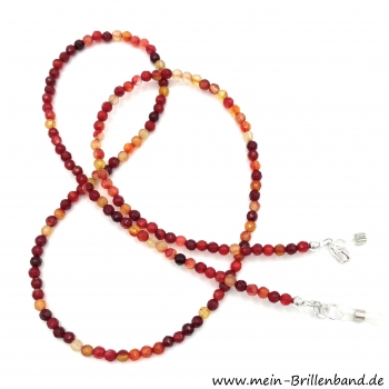 Brillenkette - Brillenband aus facettierten Edelsteinen Achat "rot"