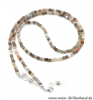 Brillenkette - Brillenband aus Edelsteinen Botswana Achat "beige-braun"