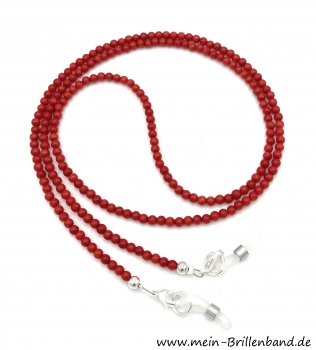 Brillenkette - Brillenband aus Edelsteinen rote Koralle