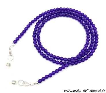 Brillenkette - Brillenband aus Edelsteinen Jade "dunkellila"