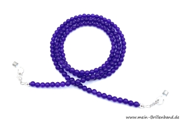 Brillenkette - Brillenband aus Edelsteinen Jade "dunkellila"