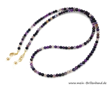 %Brillenkette - Brillenband aus Edelsteinen Achat "lila"